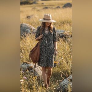 Madewell Ruffle Floral Print Button Front Trapeze Mini Dress | Size XS pockets